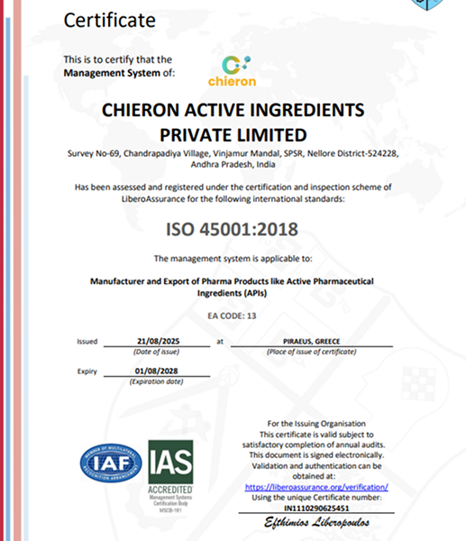 ISO 45001:2018 LiberoAssurance Certificate