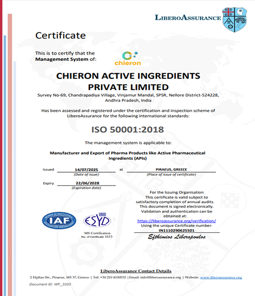 ISO 50001:2018 LiberoAssurance Certificate