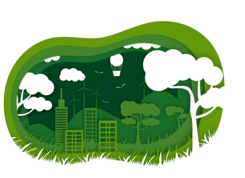 Our Approach to Sustainability - Green City, Windmills, Eco Paper Art